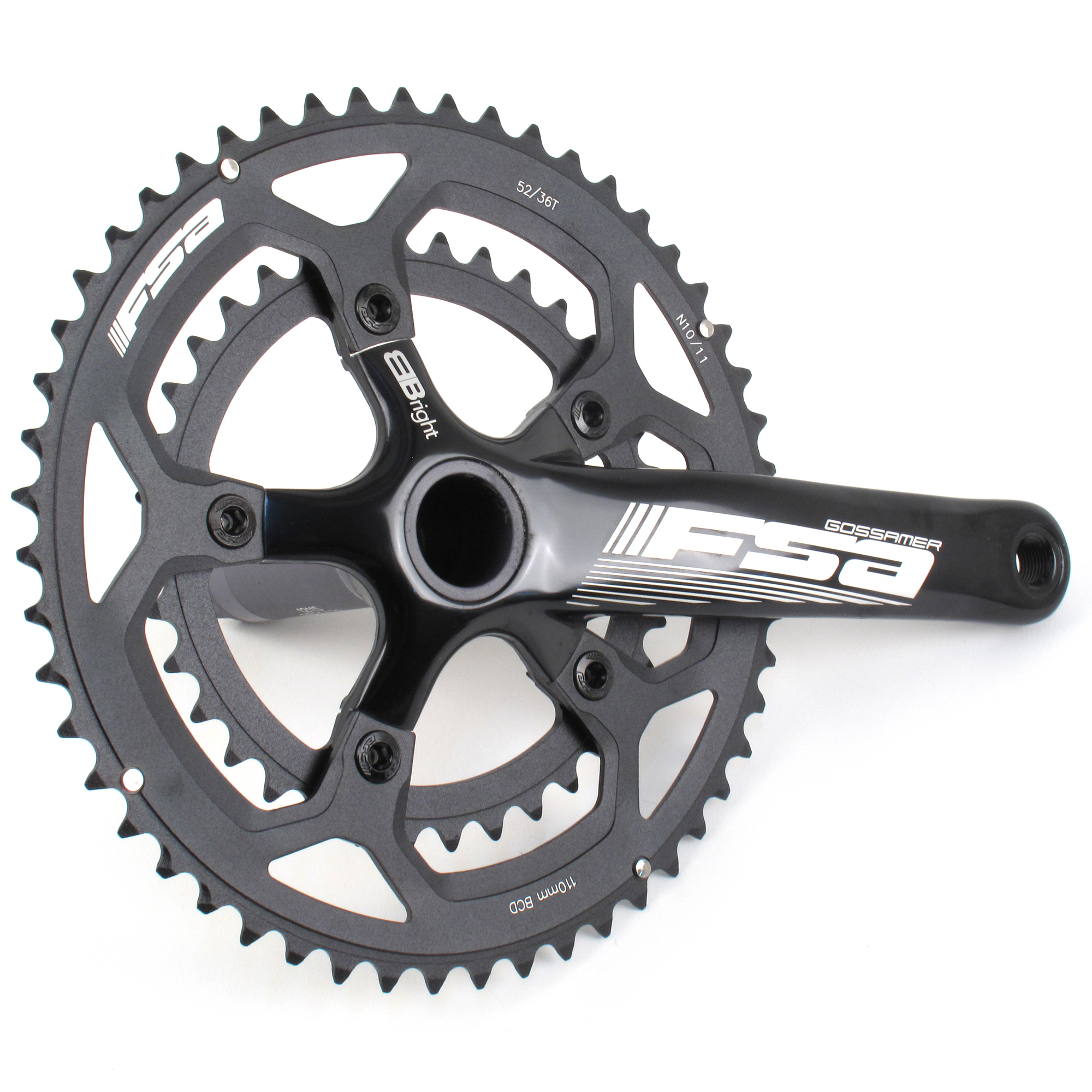 FSA Gossamer BBright Road//Triathlon Bike Crankset 52//36 10//11 Speed 175mm////Black